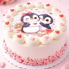 Afbeelding in Gallery-weergave laden, Eetbare prints - Valentijns pinguins 1