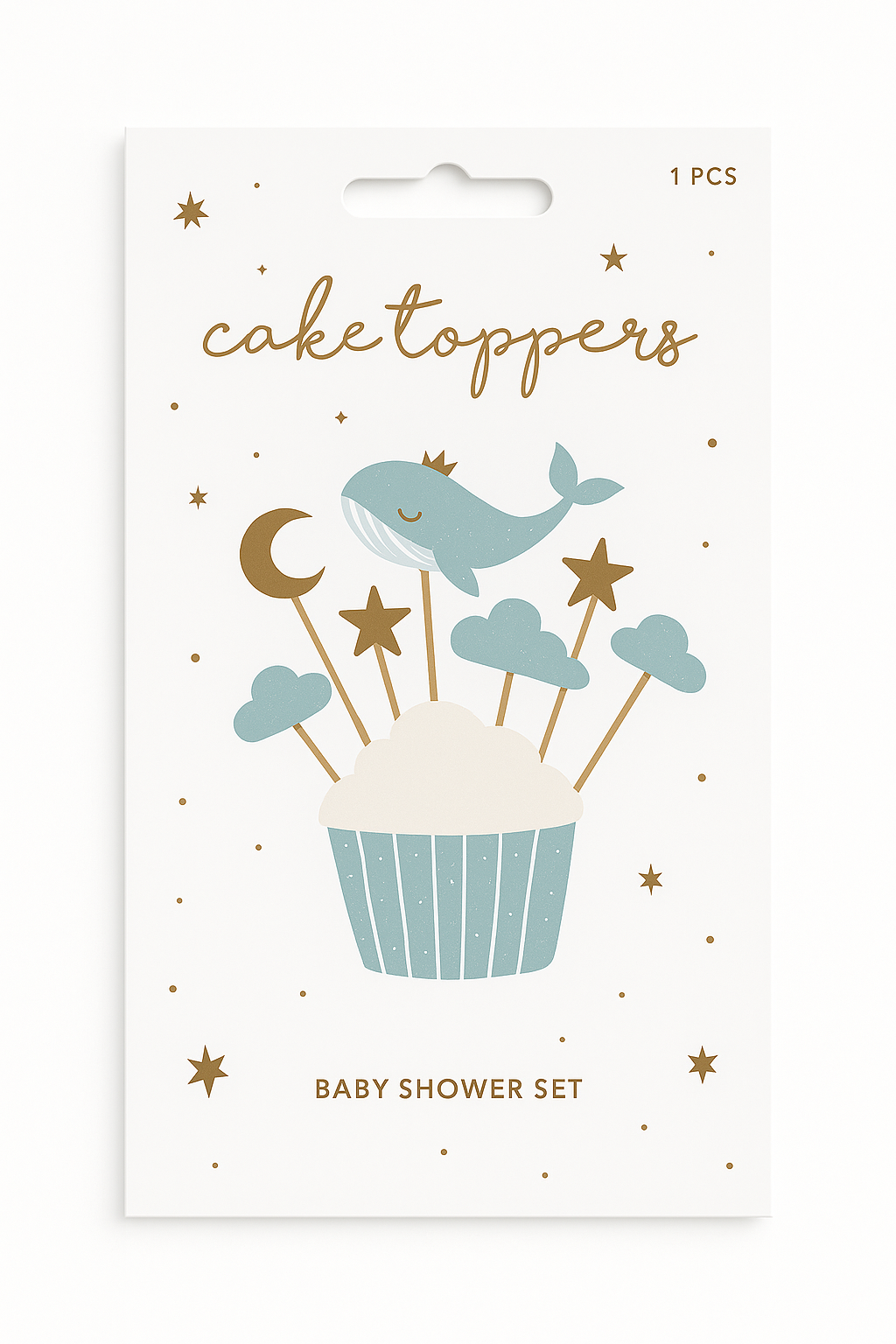 Taarttopper Baby Shower Walvis pk/7