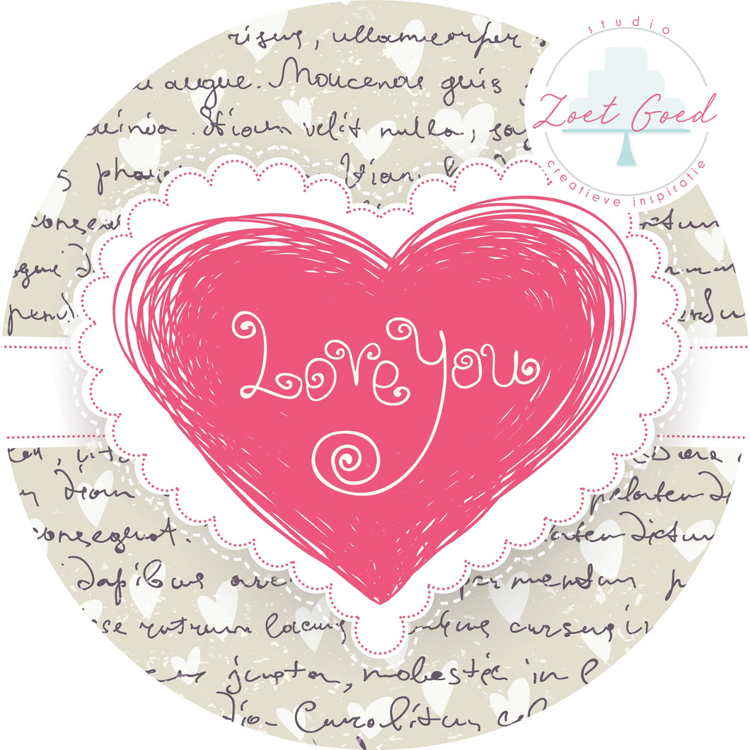 Eetbare prints - Love you hart met tekst