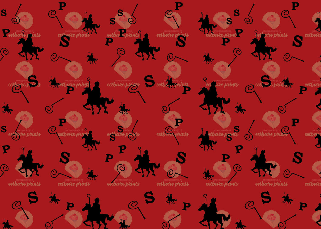 Eetbare prints - Sinterklaas design rood
