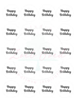 Afbeelding in Gallery-weergave laden, Eetbare prints - Tekst Happy Birthday zwart wit
