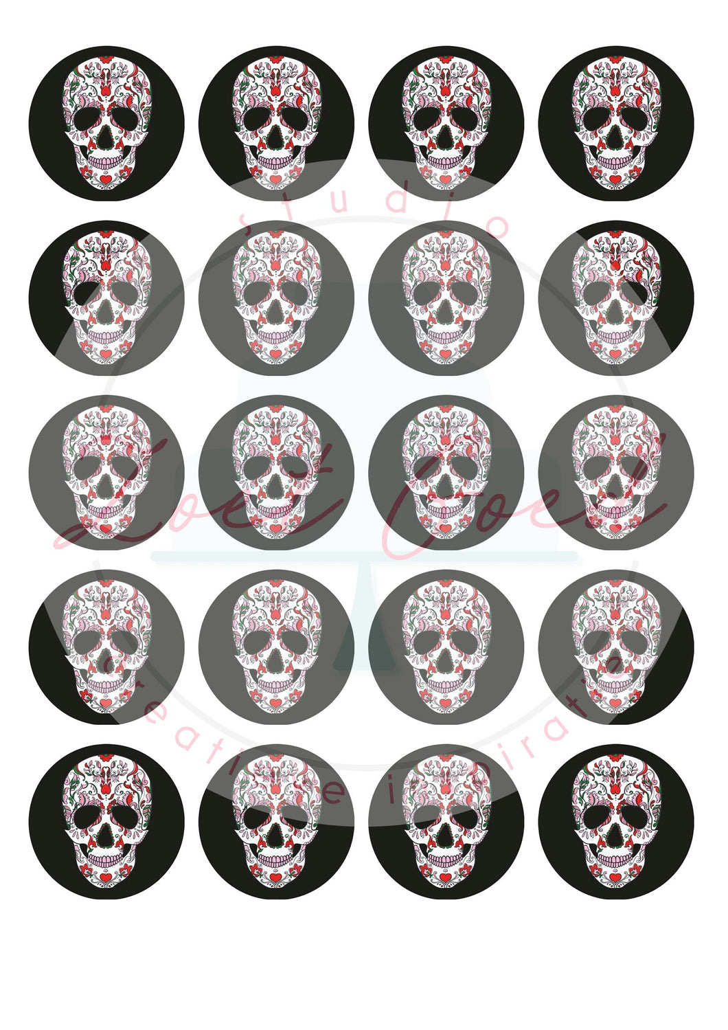 Eetbare prints - Halloween Skull cupcakes