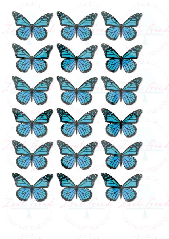 Eetbare prints - Vlinders blauw